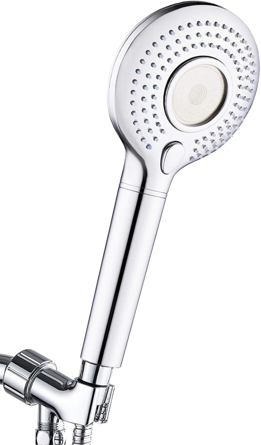 ANZA Hand held Shower Head with Hose, 3 Spray high pressure shower head and Shower Filter Cartridges, Rainfall 4.7" Massage Spa Shower Head, Adjustable Bracket, 5 Ft Stainless Steel Hose, Chrome
