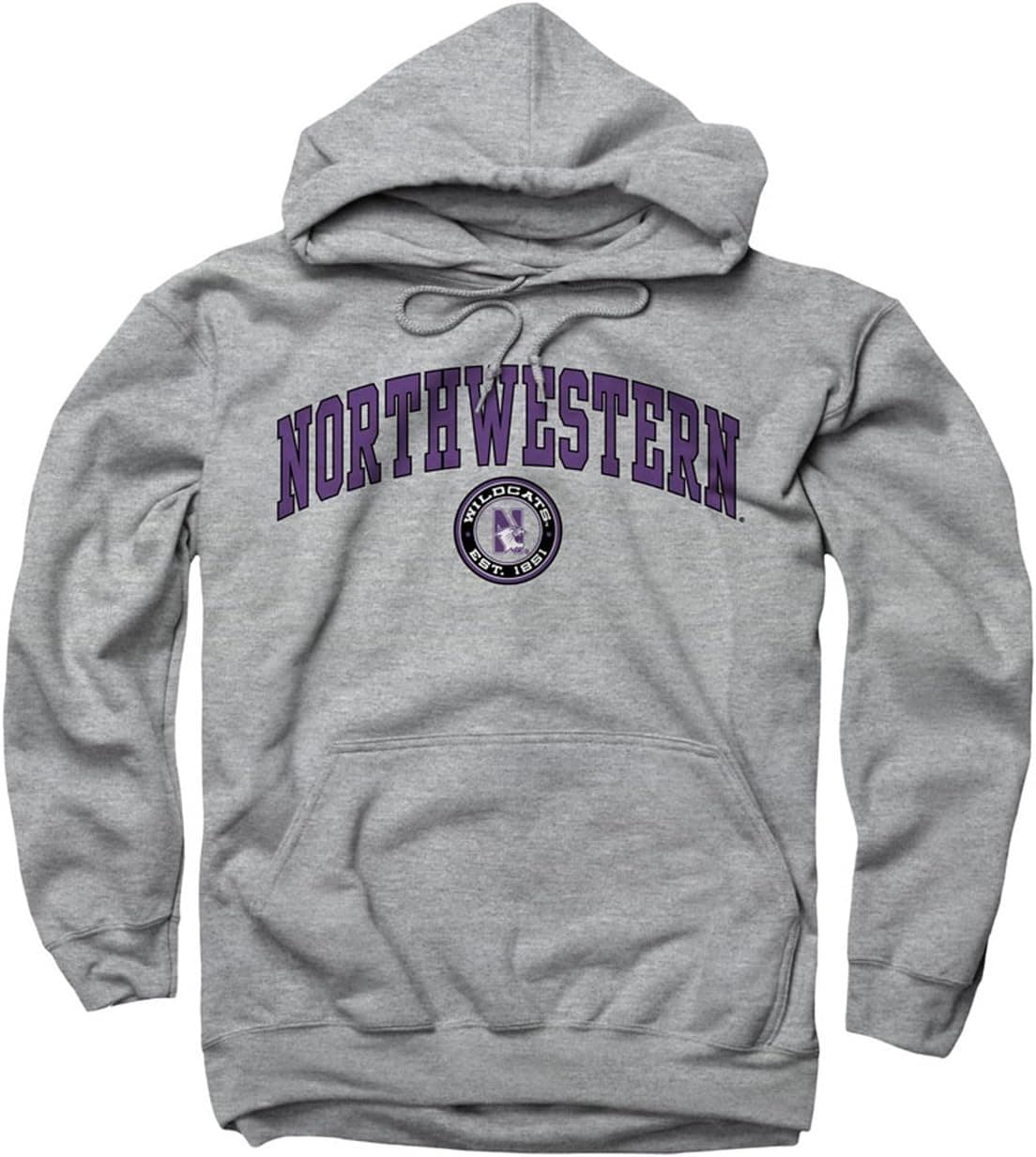 Campus Colors Northwestern Wildcats Adult Arch and Ring Hooded Sweatshirt - Sport Gray, Medium