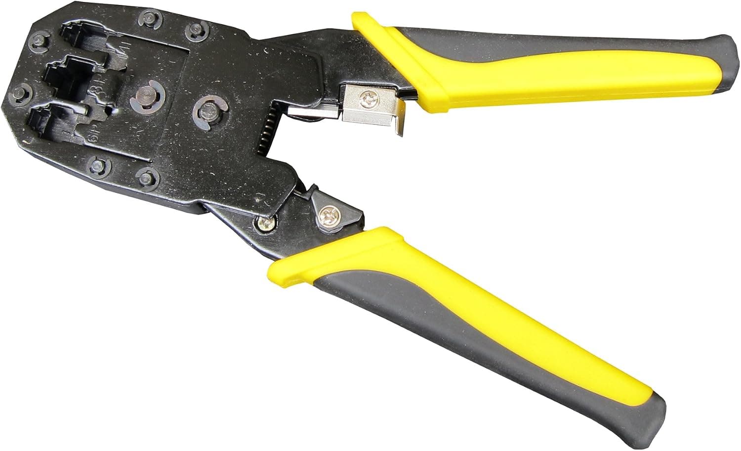 FITOOL Modular Crimper-Stripper-Cutter, 8P/RJ45, 6P/RJ12, 4P/RJ11 Crimp, Cut, Strip Tool, Incl. Mini Punch Down Cutter Stripper as Bonus, Network Crimper Stripping Tool