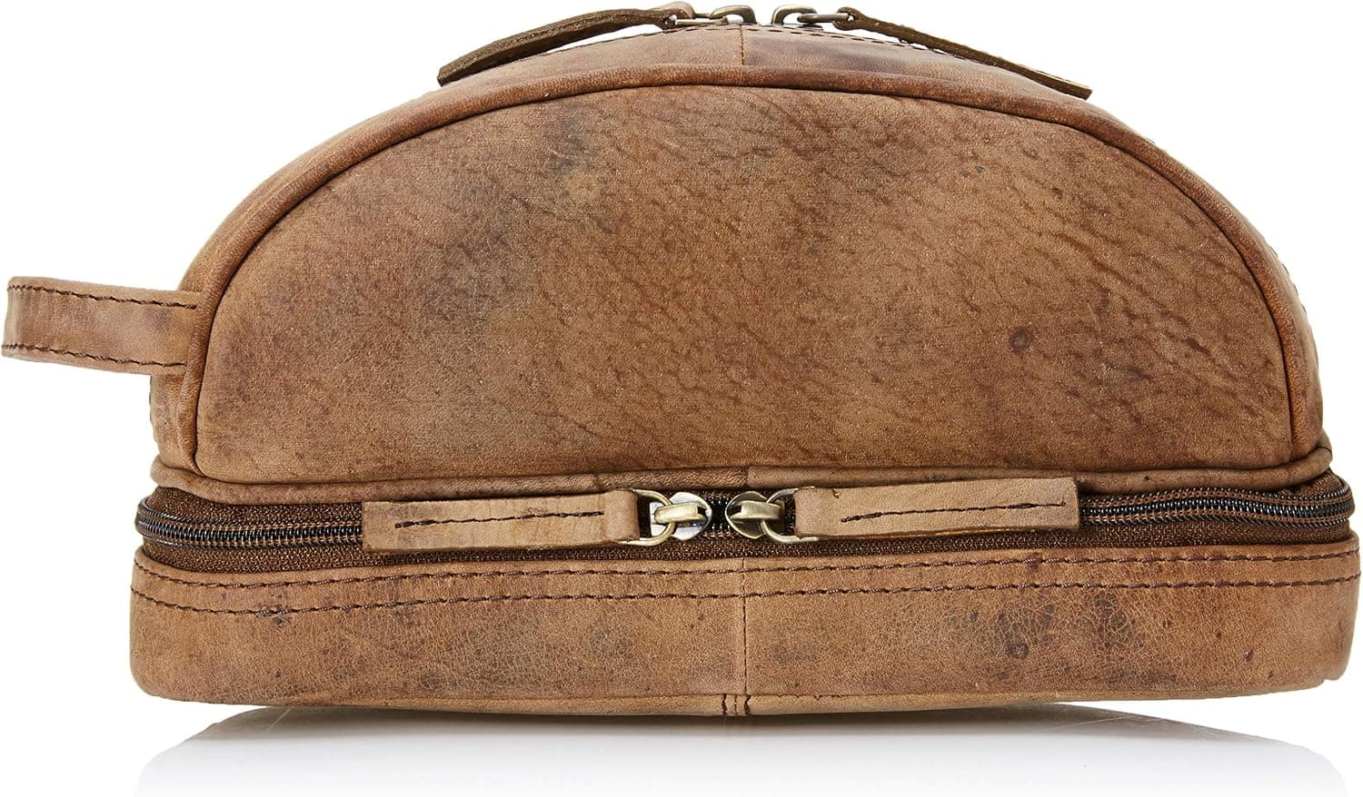 Ruzioon Genuine Buffalo Leather Unisex Toiletry Bag Travel Dopp Kit, 10 Inch