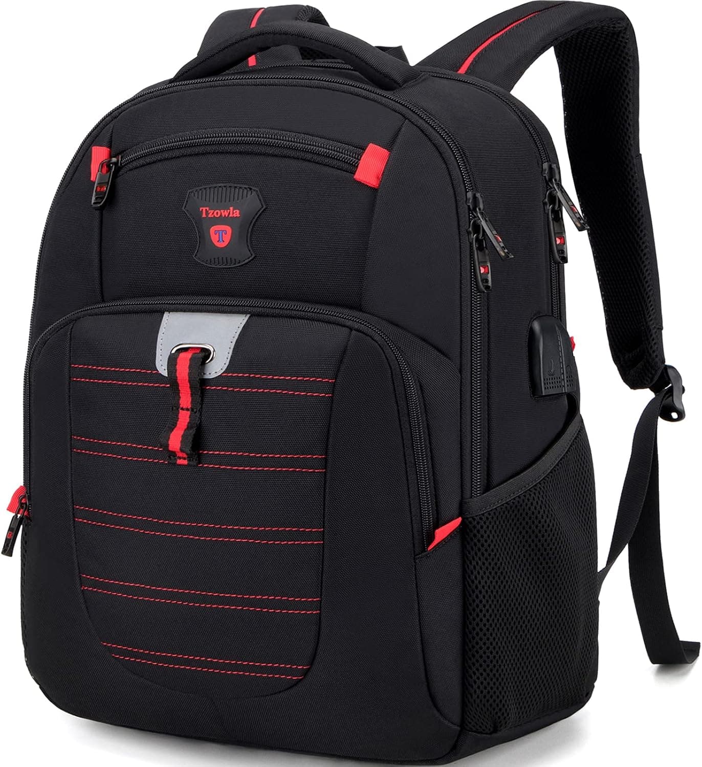 Tzowla Travel Laptop Backpack,Extra Large 50L Travel Backpack for Men and Women with USB Charging Port,Fit 17inch Laptop-Black