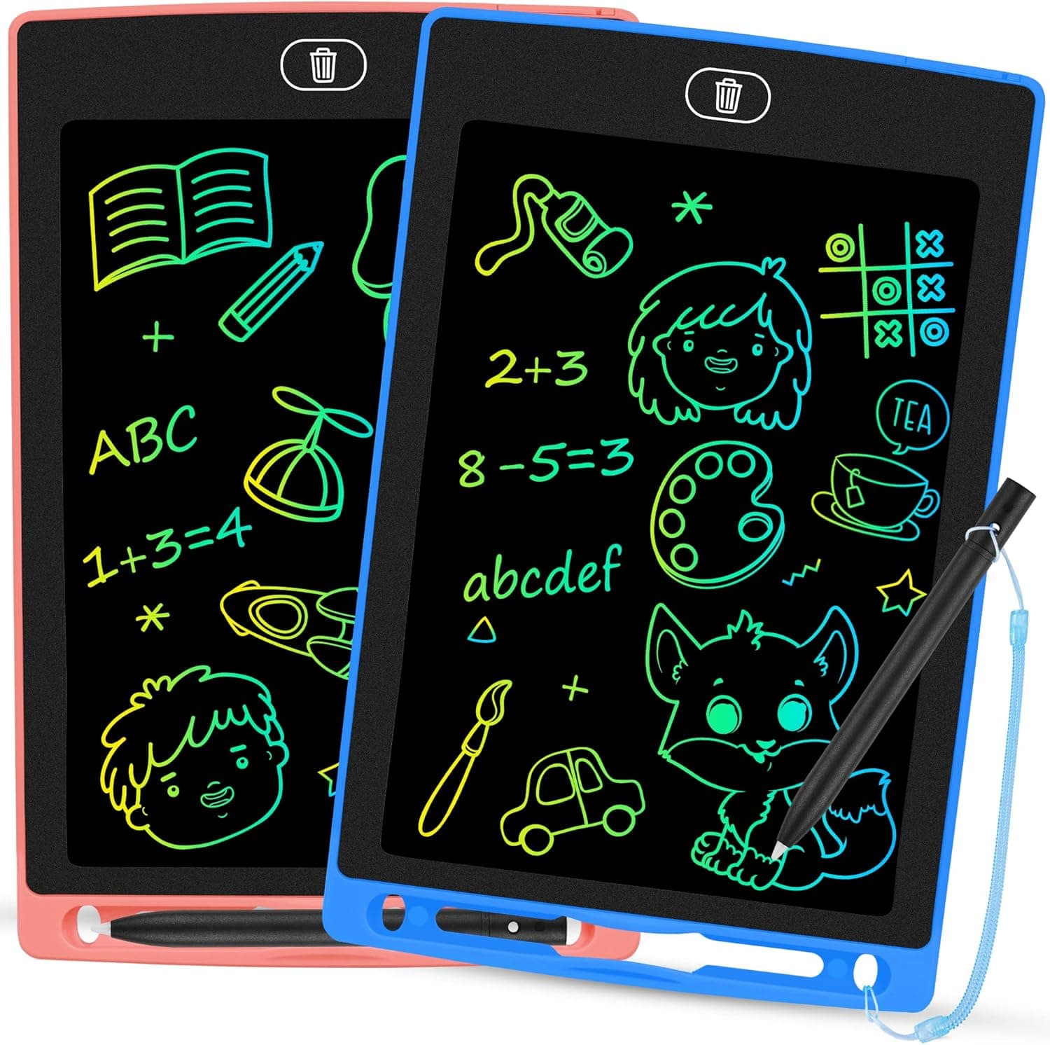 2 Pack LCD Writing Tablet, 8.5 Inch Toddler Colorful Doodle Board, Erasable Reusable Electronic Drawing Tablet Scribbler Pads, Educational Kids Toys Gift for Age 2 3 4 5 6 7 8 Years Old Boys Girls