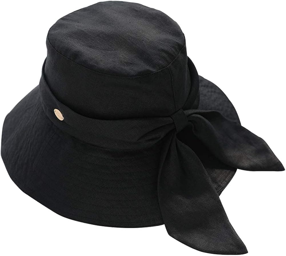 Summer Sun Hats for Women Large Brim Bow Chin Strap UV Protection Floppy Hiking Travel Packable Beach UPF Bucket