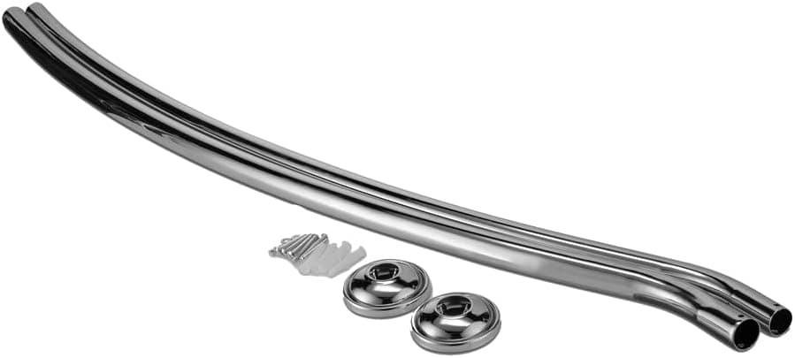 Home Basics Wall Mounted Curved Shower Rod Extendable/Adjustable 42” to 72” Length for Customized Fit , Non Rust, Hardware Included, Adds Up to 5 Inches of Shower Space Satin Nickel