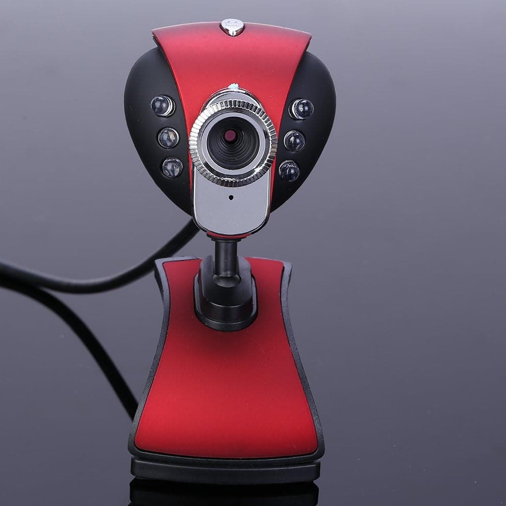 TOOGOO Red Flexible 12 Mega Pixel High Resolution USB Webcam with Microphone/Snapshot/6 LED Light/Clip for Laptop
