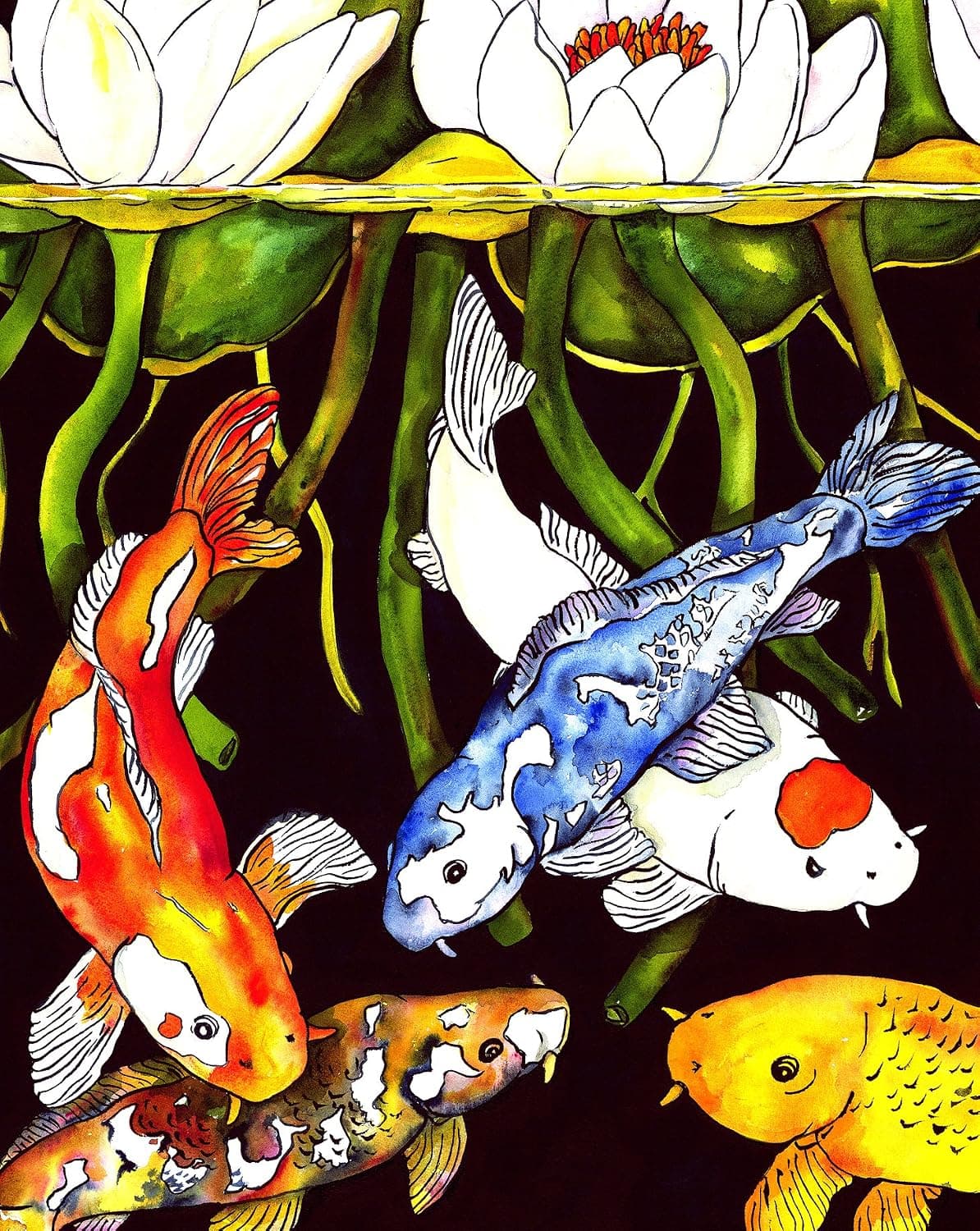 KL Studio Koi Pond Art Tile by Kate Larsson