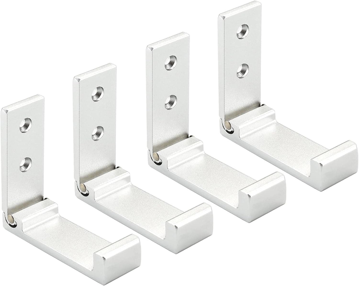 Latomex Folding Coat Hooks, Wall Hooks for Hanging Aluminum Alloy Cloth Hanger Coat Hanger Headphones Holder Headset Wall Hanger Hook- Pack of 4 (Silver)