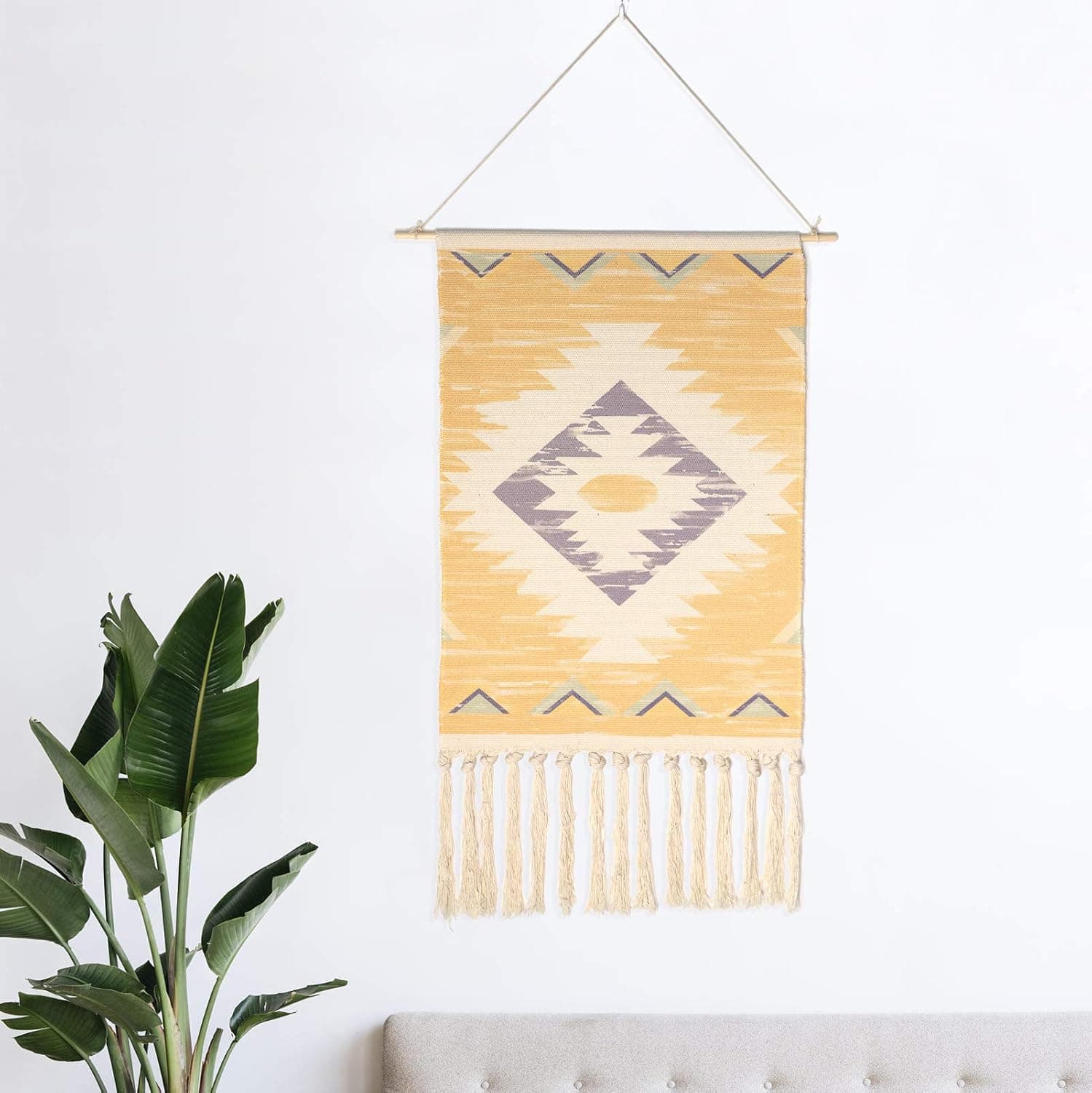 Lovelyduo Macrame Tapestry Wall Hanging for Bedroom Aesthetic Bohemian Woven Tapestries Wall Decor Boho Chic