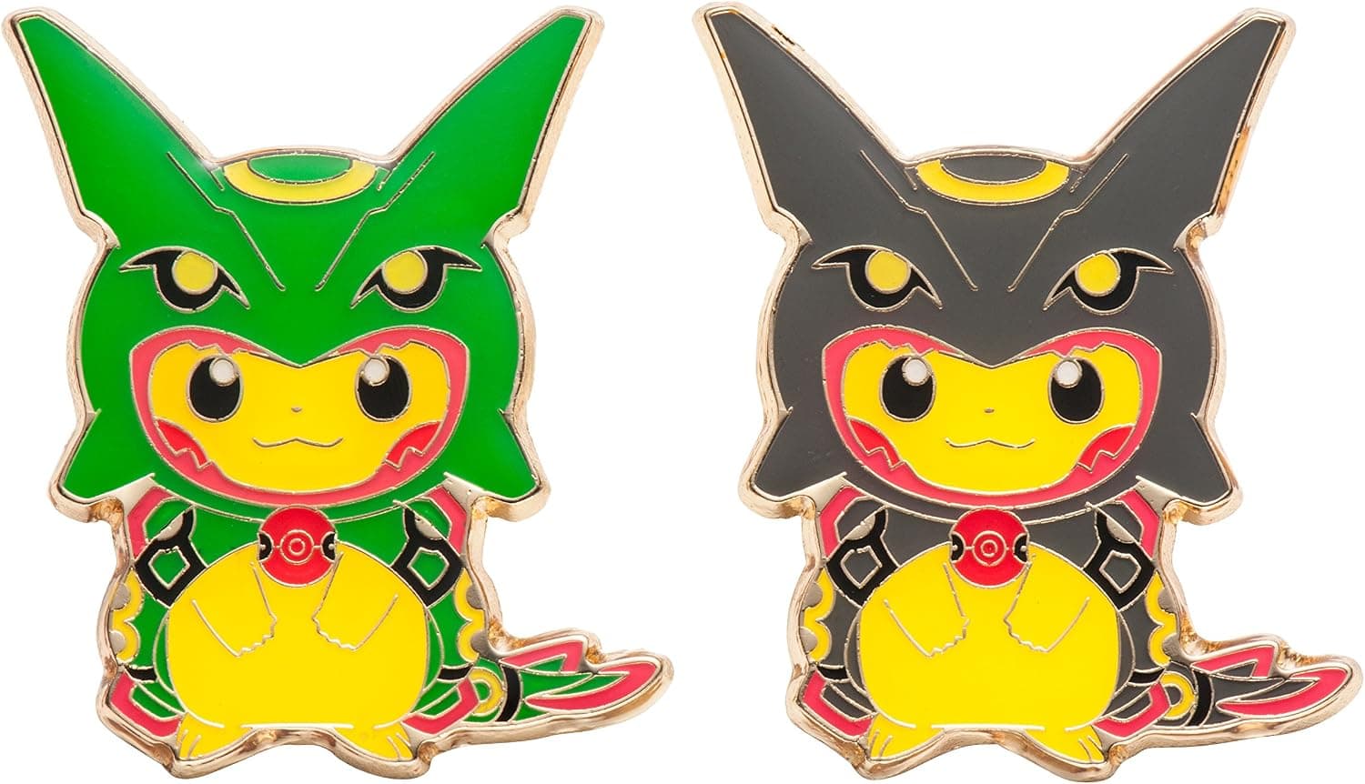 Pokemon Center Original Pins set Pikachu wearing a Rayquaza poncho