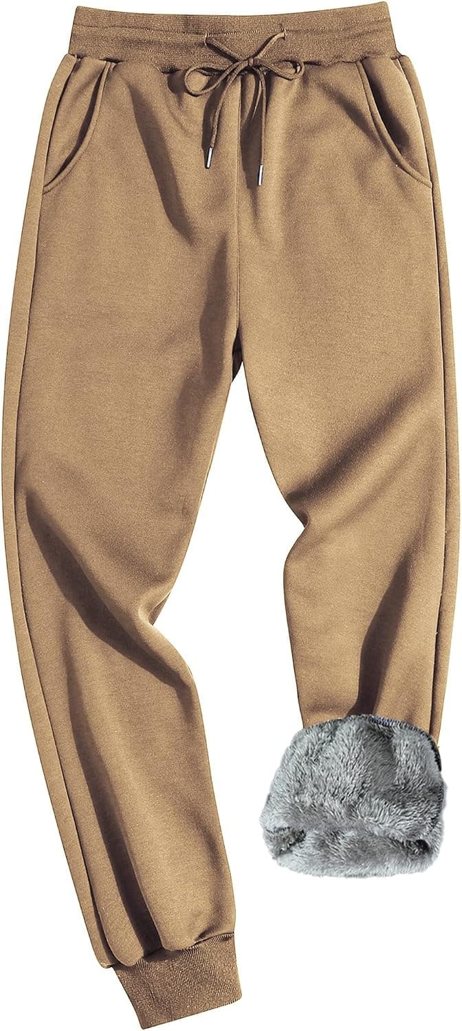 MACHLAB Men's Winter Fleece Joggers Pants Sherpa Lined Sweatpants Warm Thick Track Pants