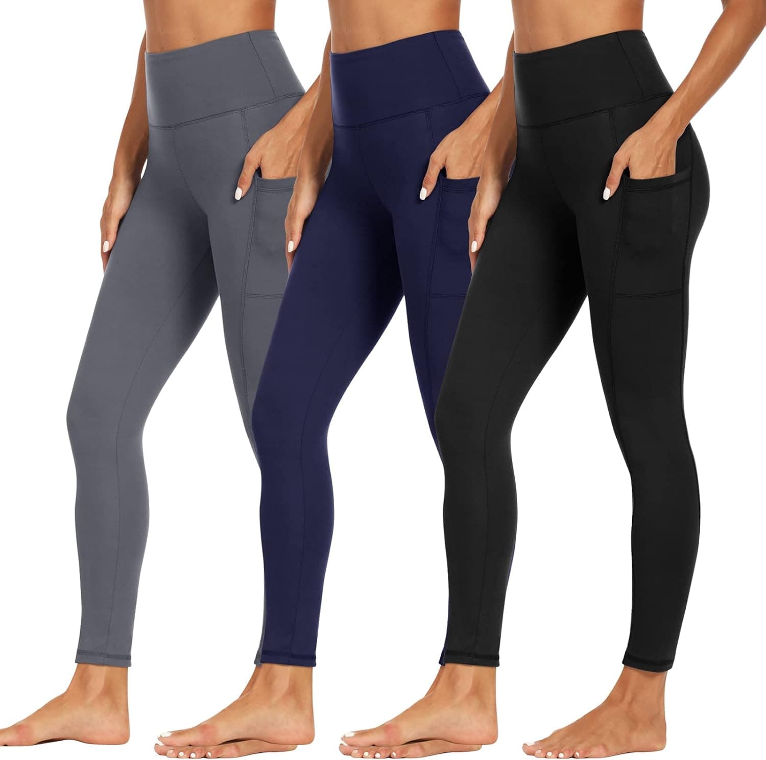 High Waisted Leggings for Women - Soft Athletic Tummy Control Pants for Running Cycling Yoga Workout - Reg & Plus Size