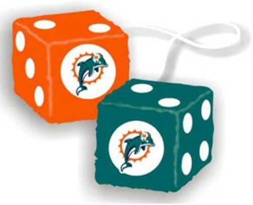 Miami Dolphins Nfl 3 Car Fuzzy Dice"