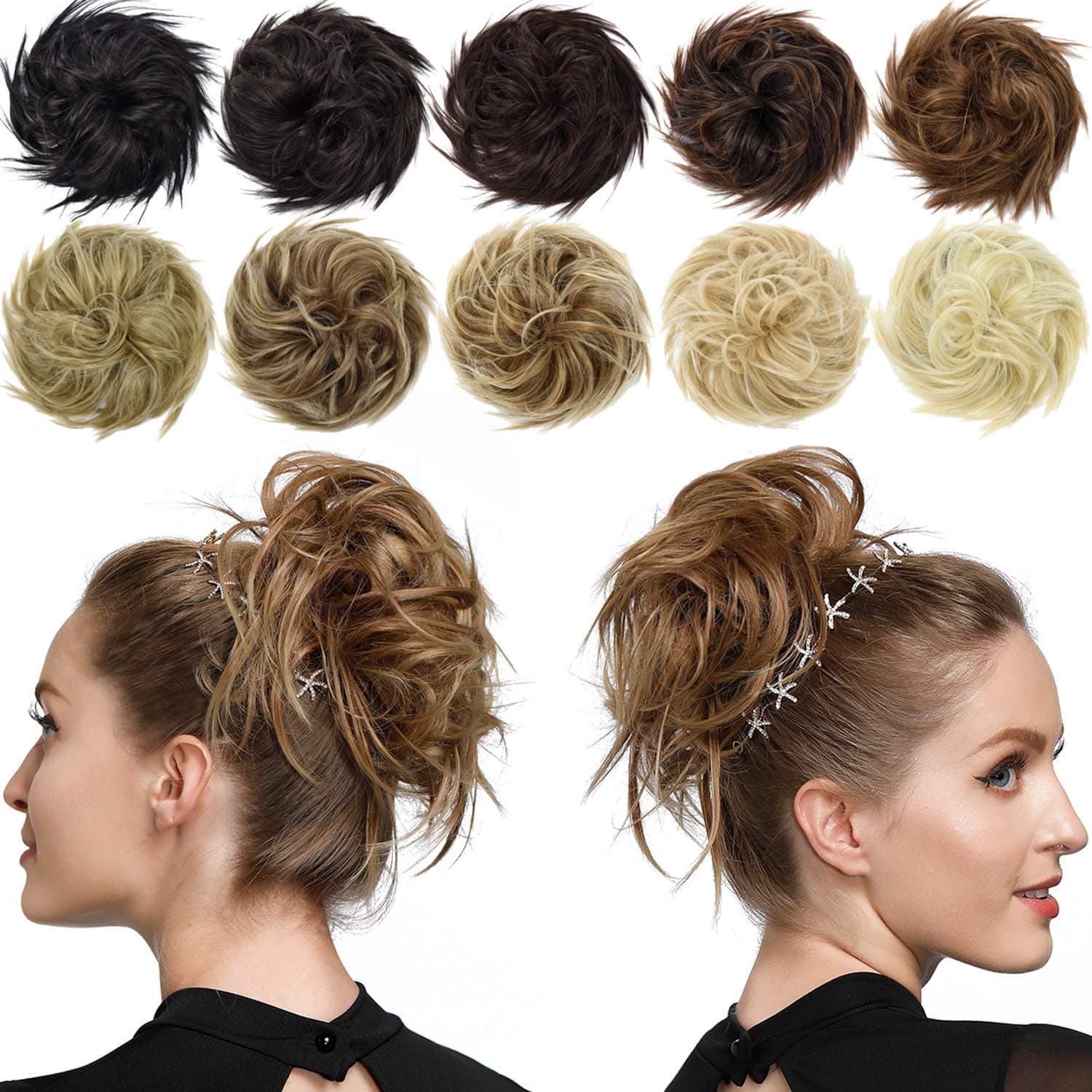 ROSEBUD Messy Bun Hair Piece Scrunchy Bun Extensions Synthetic Tousled Updo Chignon Hairpiece for Women
