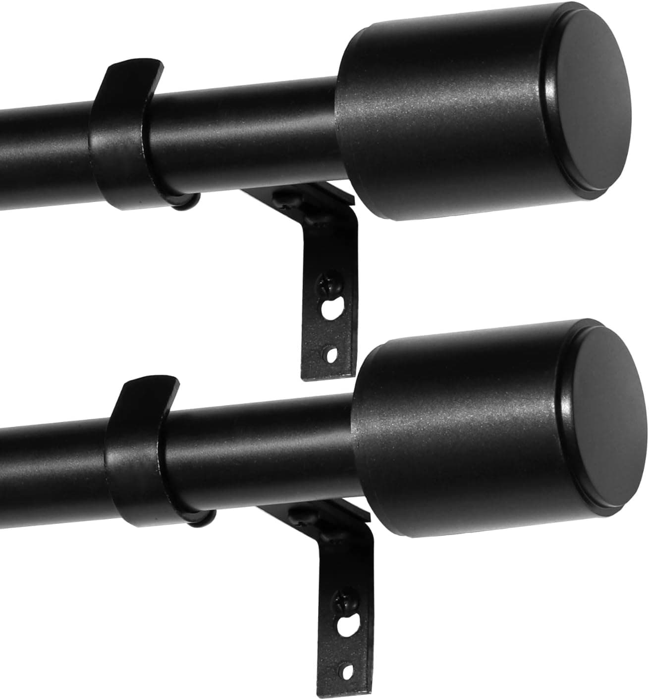 H.VERSAILTEX Window Treatment Single Rod Set with Cap Finials, Adjustable Length, 1 Inch Diameter