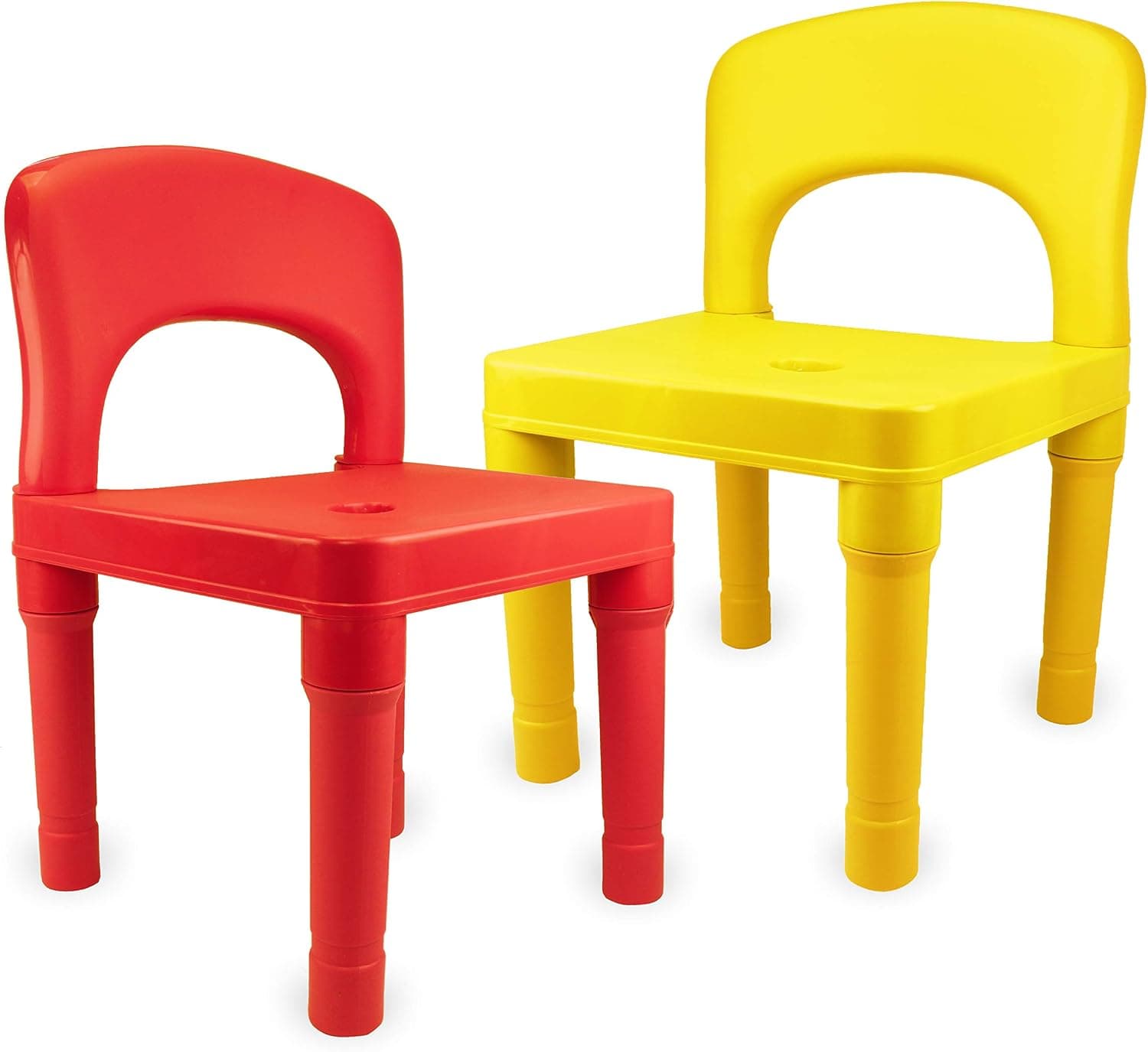 Plastic Kids Chairs For School, Daycare, Home, Indoor And Outdoor Use - Set Of 2 Chairs For Young Kids And Up - Enables Children To Play And Do Activities Independently (Red And Yellow Chairs)