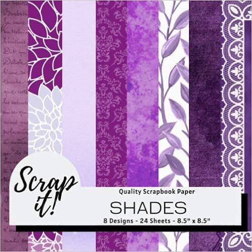 Scrap It! Shades Purple Scrapbook Paper Pad - 8.5" x 8.5" - 8 Designs - 24 Pages: Versatile craft paper perfect for Scrap Books, Greetings Cards, ... Origami, Decoupage, Collages and more!