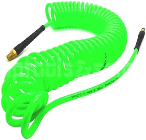 Simply Silver - 1/4" x 30ft Blue Recoil Polyurethane Re Coil Air Hose Male Swivel Fittings (Green)