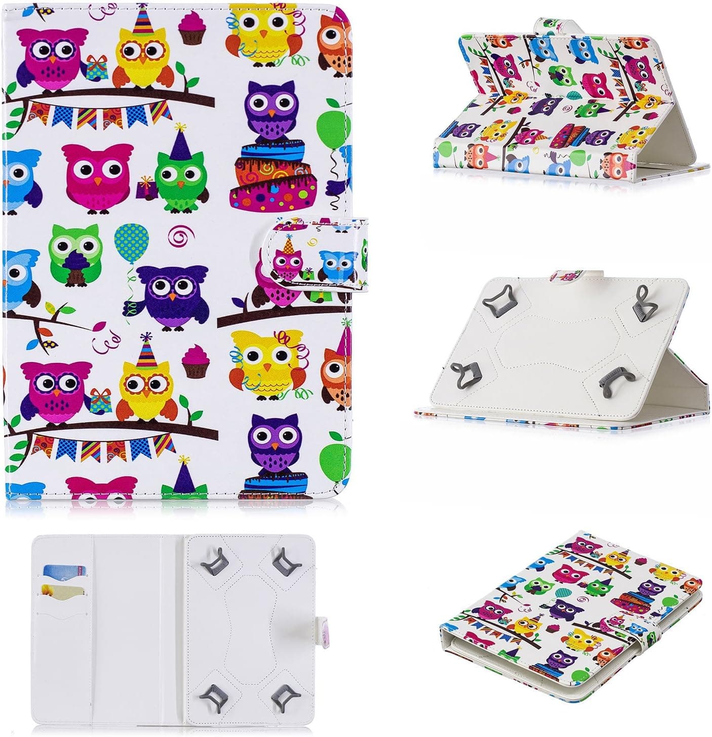 Uliking Universal Case for 9.5-10.5 inch Tablet, iPad Air 1 2 3/iPad 9.7 2017 2018/Pro 9.7/ iPad 2 3 4, Galaxy Tab A/E/S/3/4/s2/s3/s4/Pro, for Lenovo Tab 9.6" 9.7" 10.1" 10.5" & More, Cute Owls Party