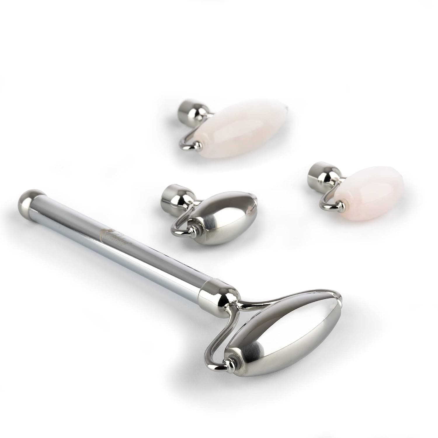 Ashley Aesthetics Stainless Steel Ice Roller & Rose Quartz Combo - Facial Roller - Lymphatic Drainage - Facial Massager - Product Penetration - Skin Care