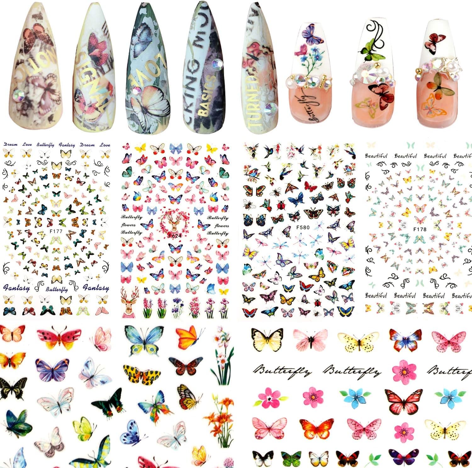 600pcs Butterfly Nail Art Stickers Decals Self-Adhesive DIY Colorful Butterflies for Nails Art Design Nail Decorations…