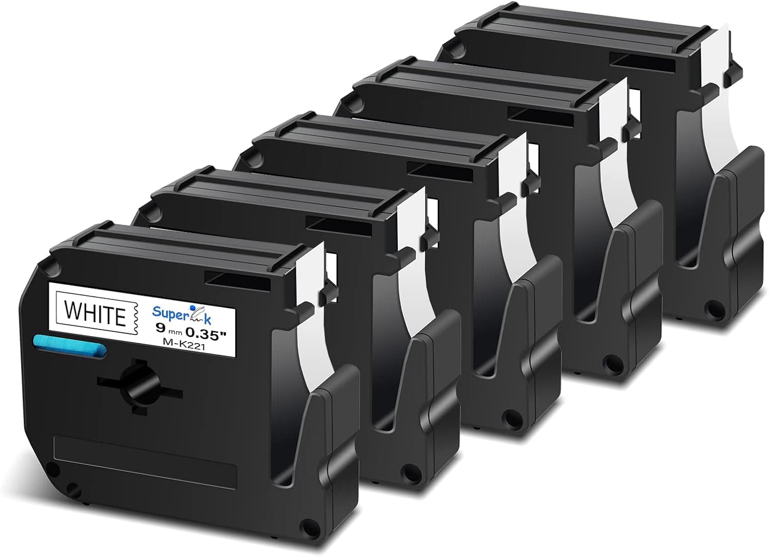 USUPERINK Compatible Label Tape Replacement for Brother P-Touch M Tape 9mm Cartridge M-K221 MK221 M221 for Ptouch PT-M95 PT-90 PT-100 PT65 PT-55BM PT-80 Label Maker 3/8 Inch x 26.2 Feet (8m) 5 Pack