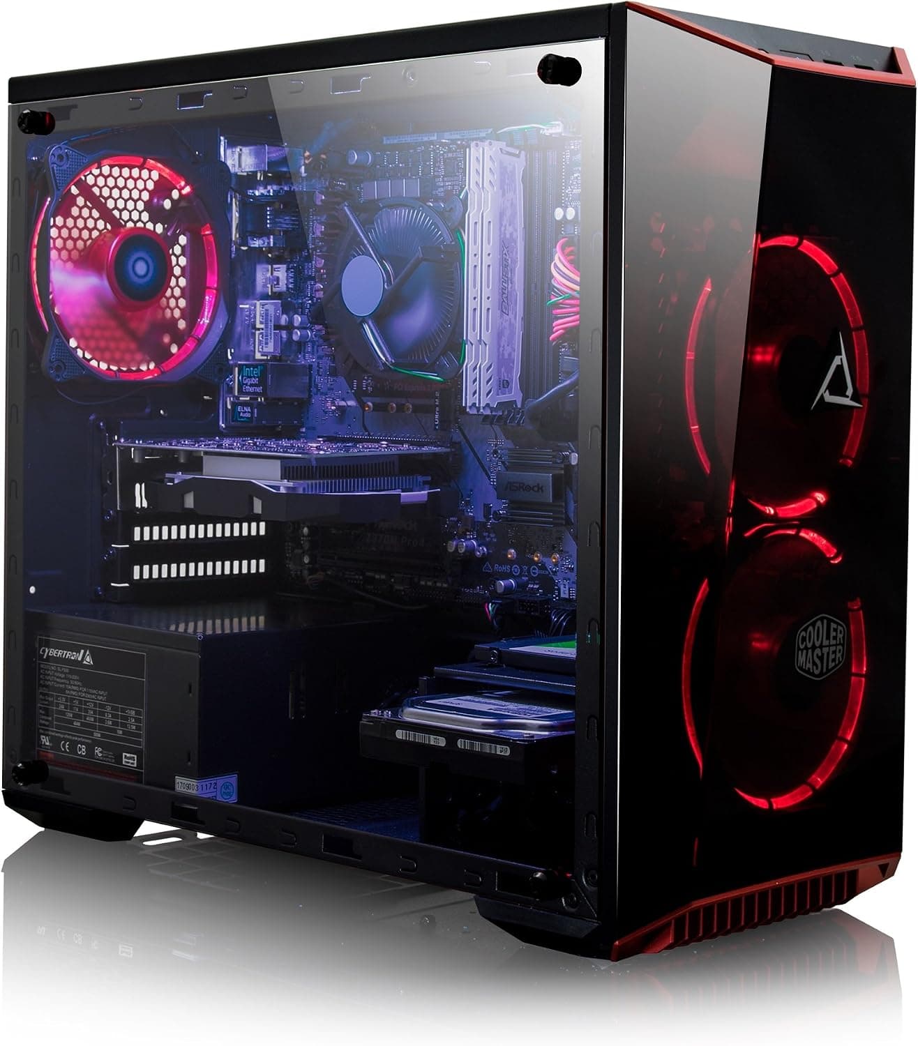 CLX Set Gaming PC – Intel i5 8400 2.8GHz 6-Core, 16GB DDR4, GeForce GTX 1050 Ti, 120GB SSD + 1TB HDD, Win 10 Home, Black/Red