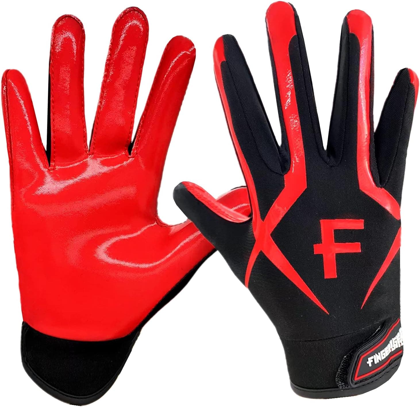 FINGER TEN Football Receiver Gloves Youth Receiving Gloves Pro 3.0 Durable Breathable Flexible in White Red Black Blue Small Large Medium X-Large