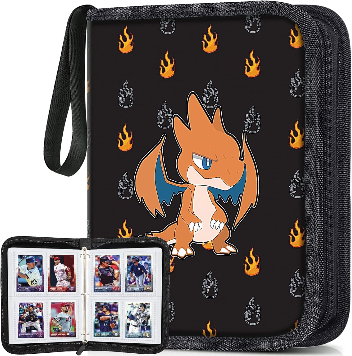 4 Pocket Trading Card Holder for TCG Cards, Trading Card Binder with Sleeves - Holds Up to 400 Cards Portable Card Collector Album Holder for Most Standard Size Cards