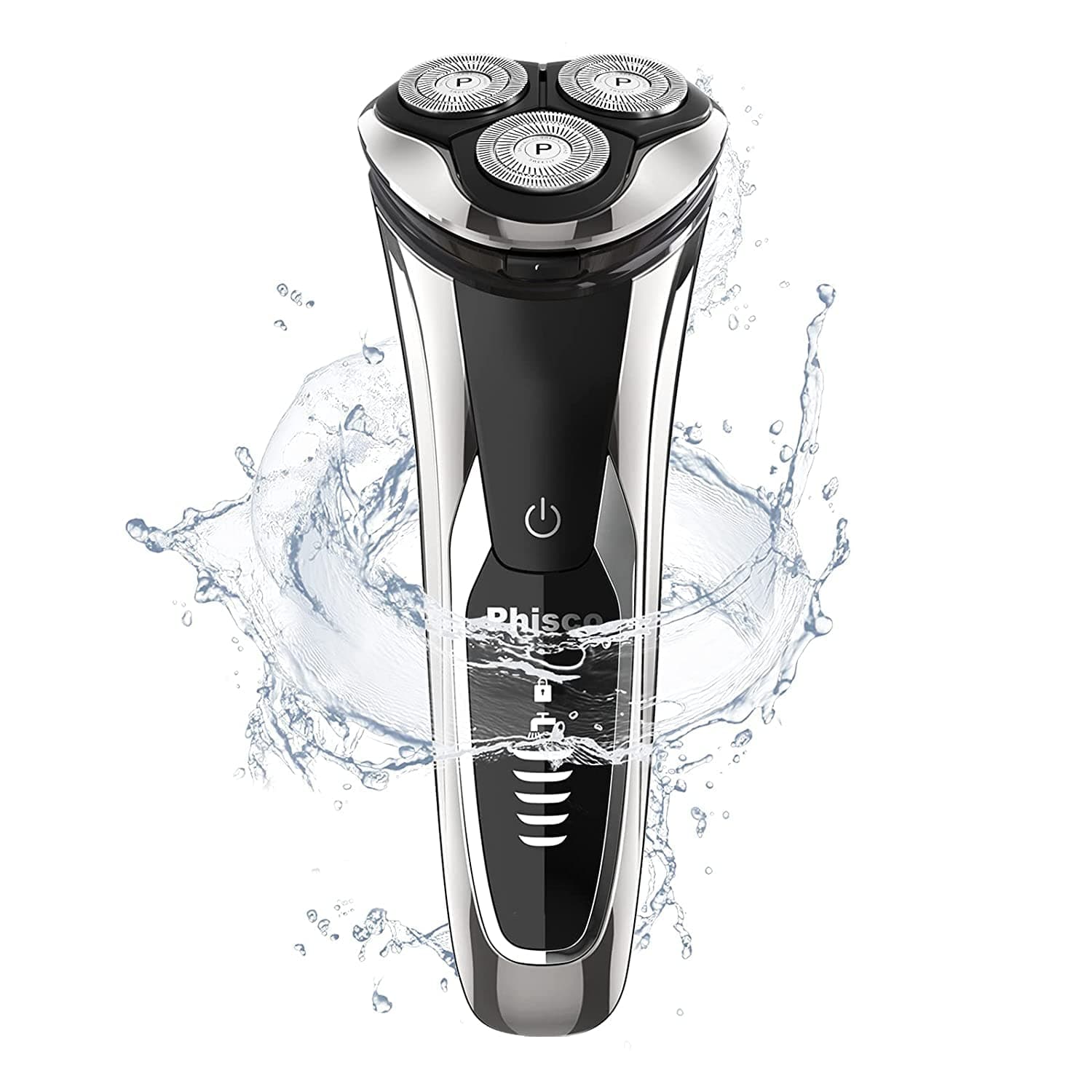Phisco Electric Shaver,Rechargeable IPX7 Waterproof Wet & Dry Shaver, Men's Electric Shaver, 3D Rotary Shaver Razor for Men with Pop-up Trimmer,Cordless Rechargeable Mens Razor