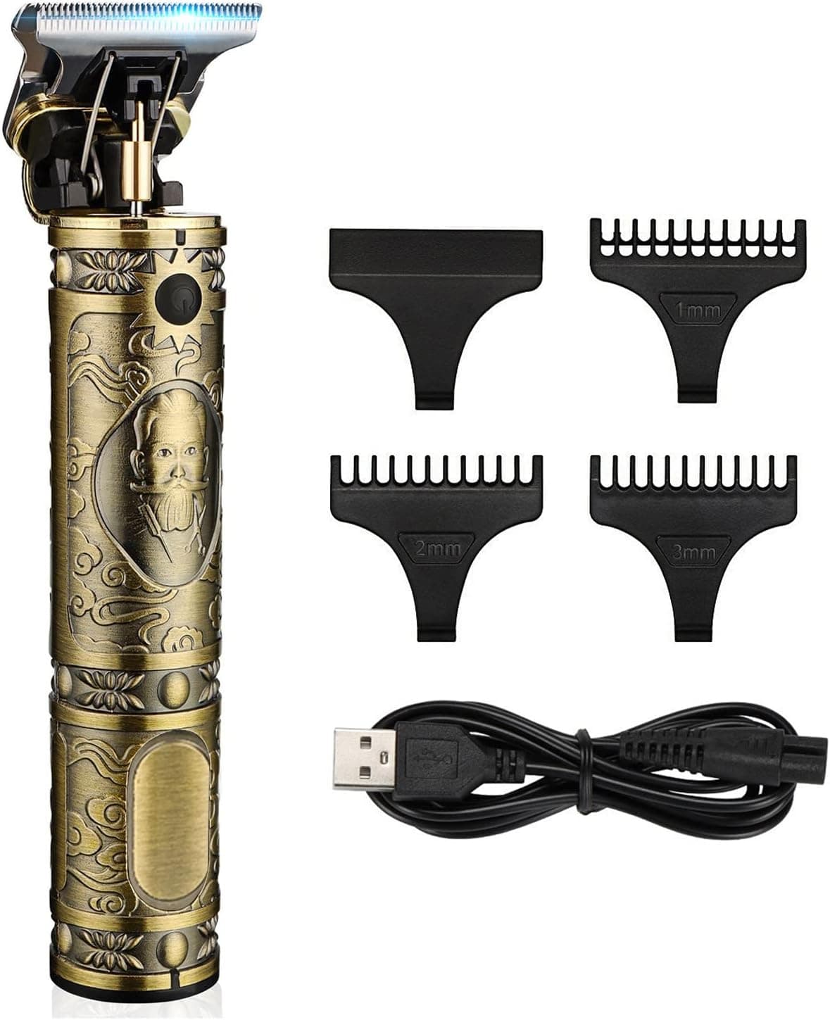 siwiey Hair Clippers for Men, Fade Clippers Rechargeable Wireless Barber Clippers Zero Gapped Cordless Hair Trimmer T-Blade Clippers for Men with 3 Guide Combs Hair Trimmers for Men (Gold)