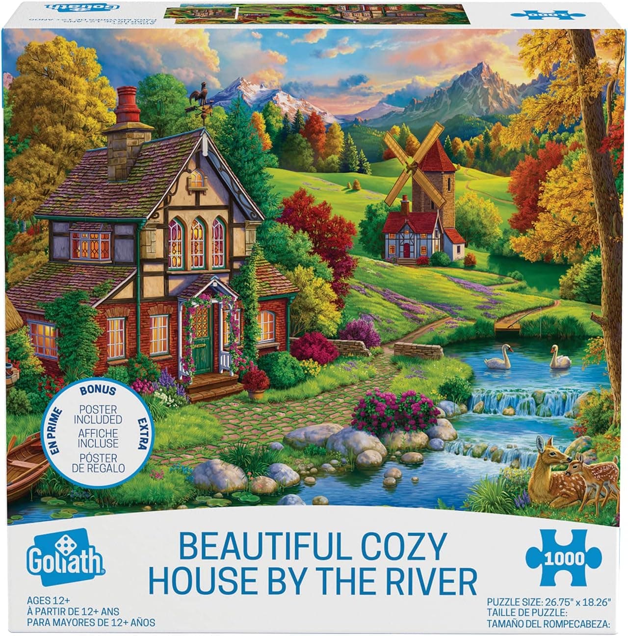 Image World Beautiful Cozy House by The River 1000pc Puzzle - Poster Included by Goliath