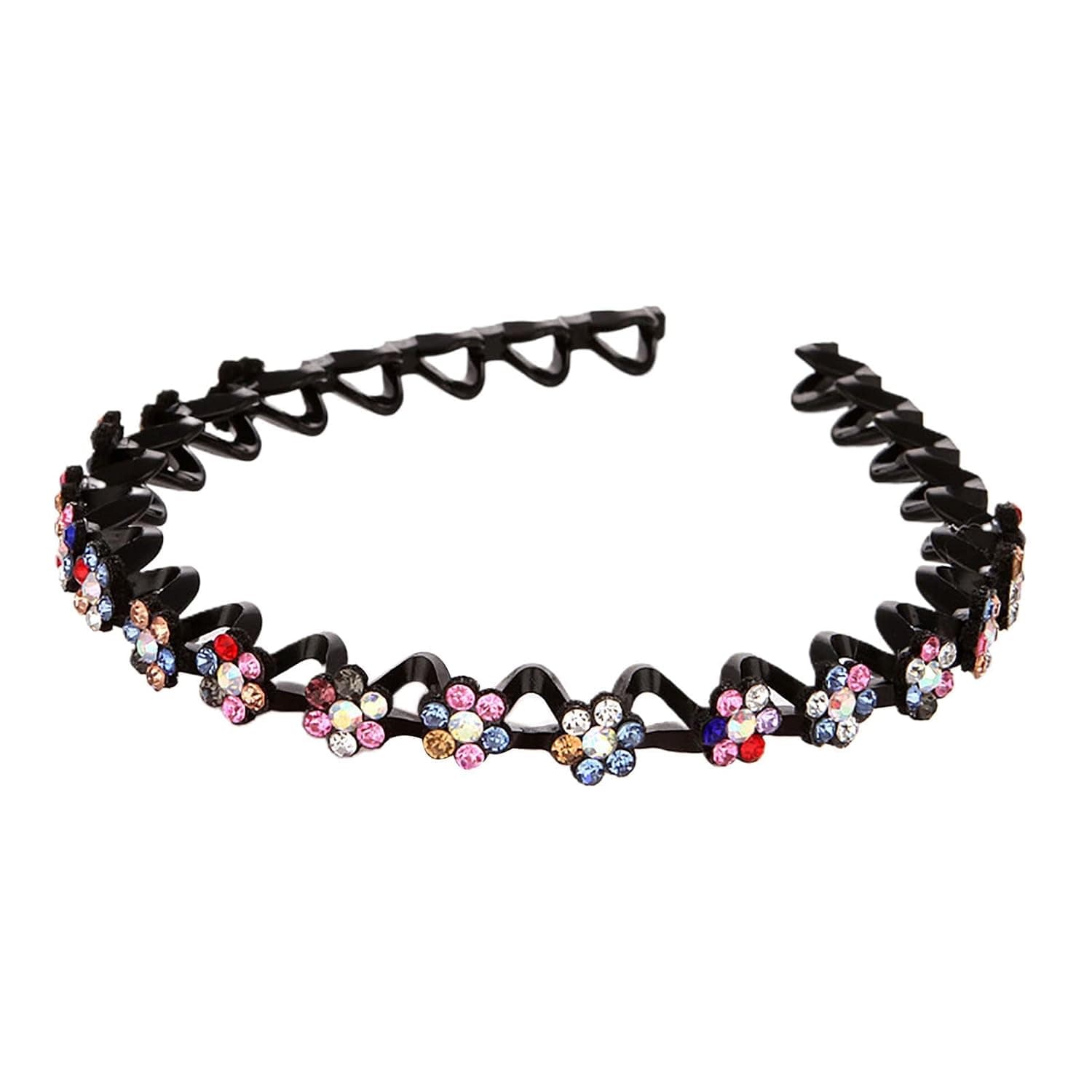 Pinwnfe Women Hairpin, Elastic Anti-slip Tooth Hair Hoop Gift Shining Rhinestones Flower Decor Girls Headband Hair Accessories Girls Headband