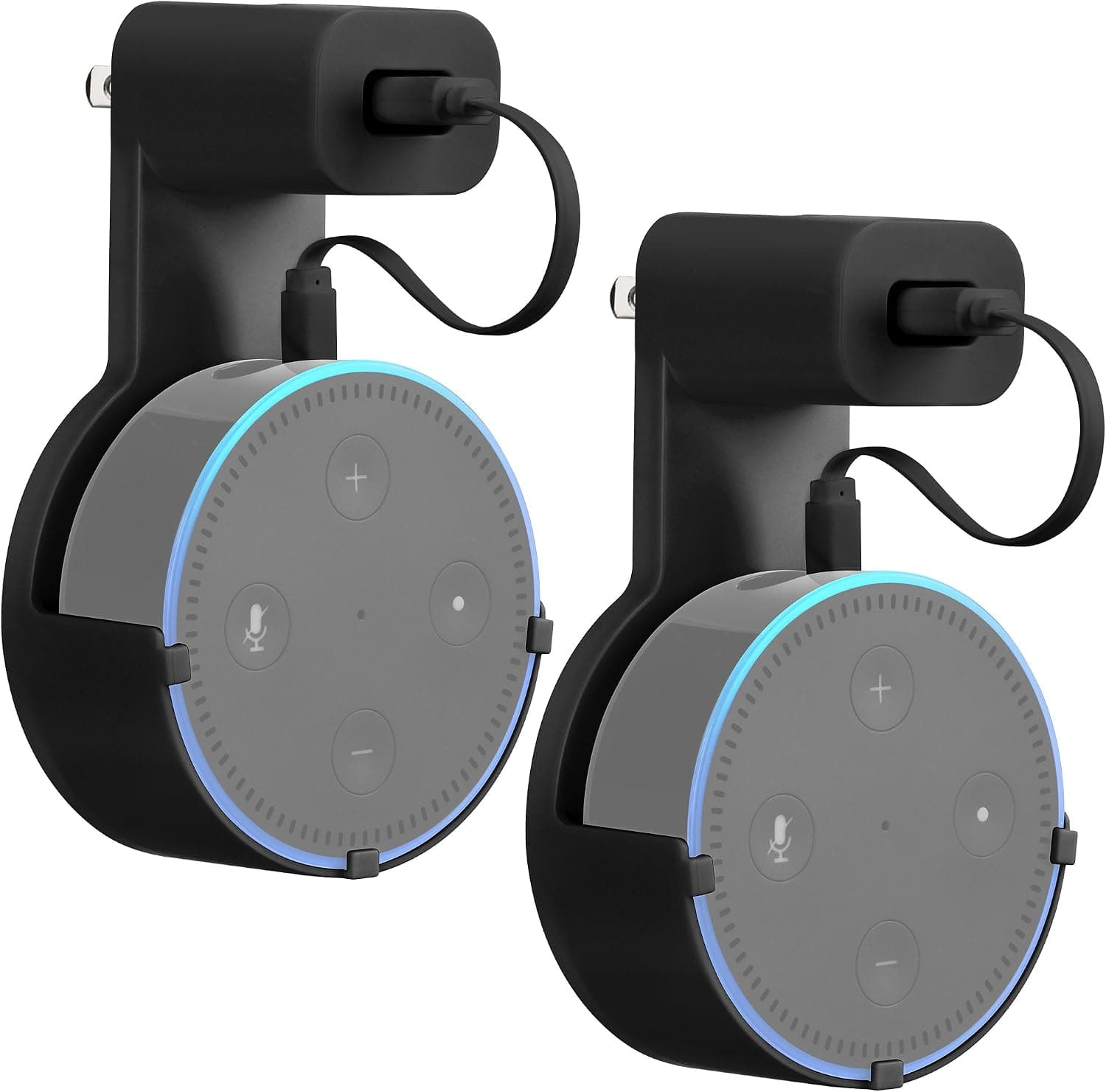 GMYLE Echo Dot 2 Wall Mount Hanger Holder Stand Amazon Alexa Echo Dot 2nd Generation Without Mess Wires Or Screws, Dot Accessories, Compact Holder Case Plug in Kitchens, Bathroom And Bedroom (2 Packs)