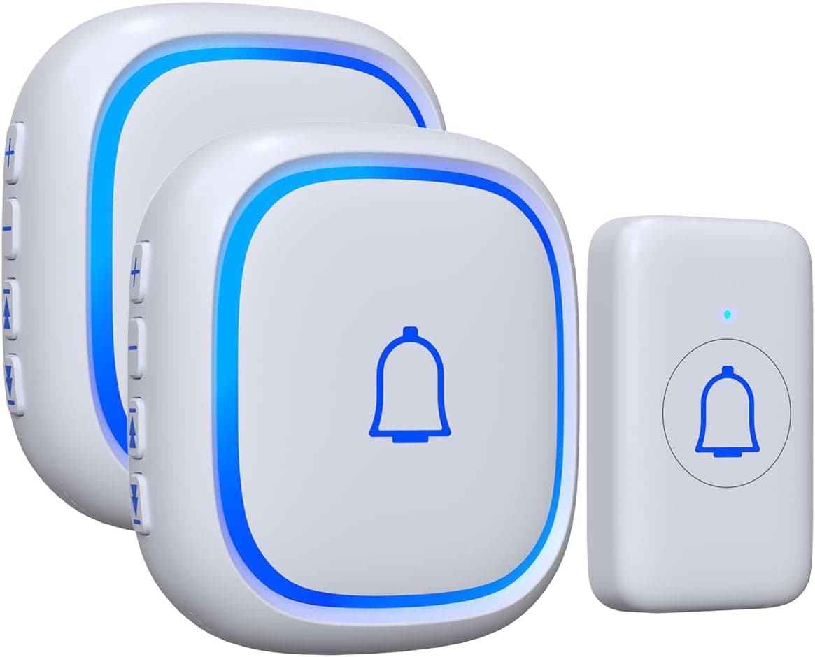 Mini Loud Wireless Doorbell Battery Powered IP66 Waterproof Door Bell Ringer Wireless 1000ft Range with 56 Melodies 7 Volume Kid Doorbell Chime Kit for Playhouse Bedroom Home Classroom Office