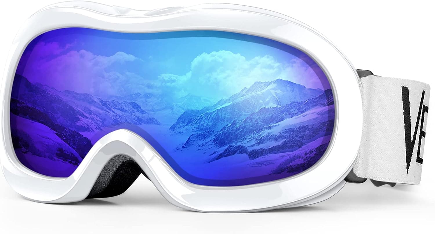 VELAZZIO Kids Ski Goggles, Snowboard Goggles OTG Snow Goggles Anti-Fog Double-Layer Lenses, 100% UV Protection
