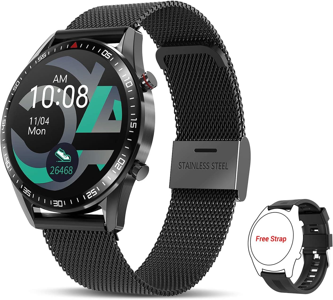 Smart Watch for Men Women Fitness - Smartwatch 1.3" Round Touch Screen IP68 Waterproof Activity Tracker with Heart Rate Sleep Monitor Digital Watches Step Counter for Android iOS Phone Sport Watches