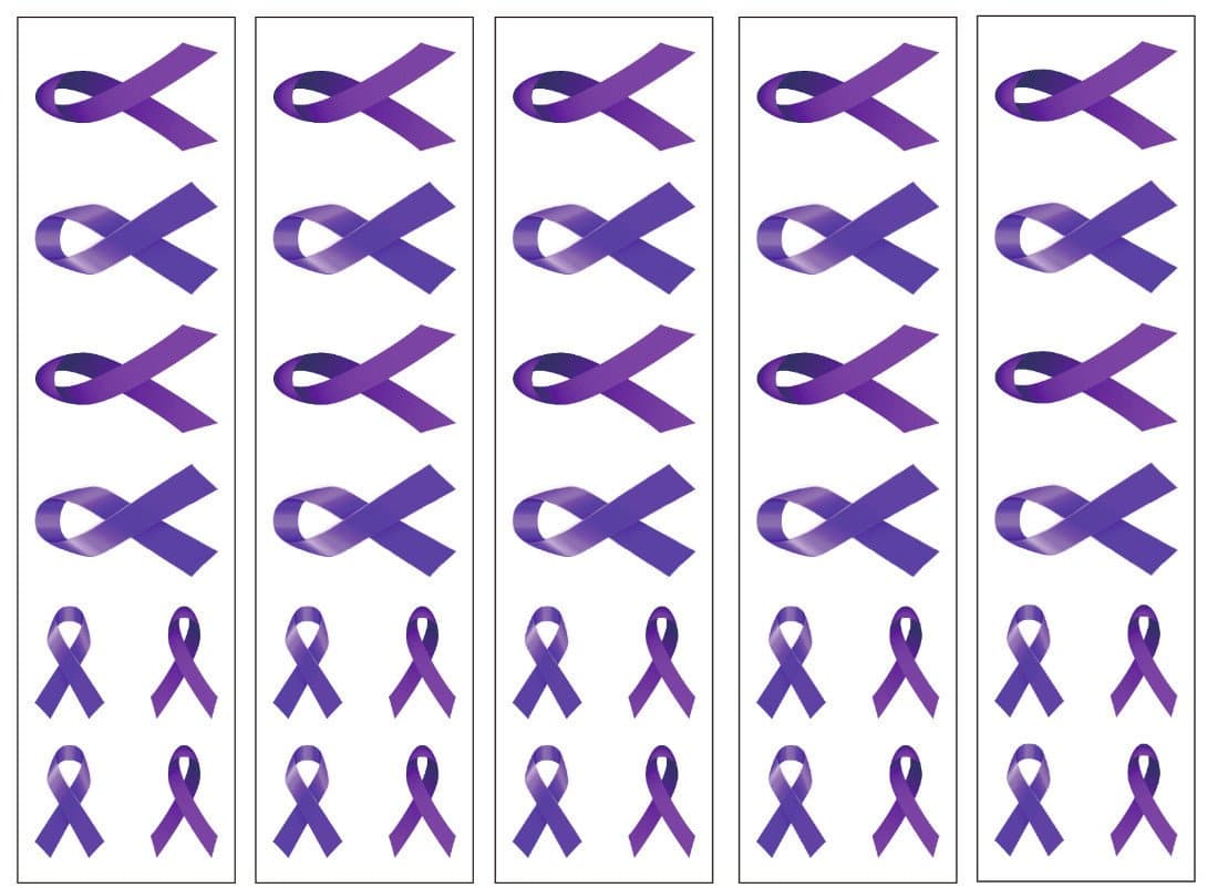 40 Purple Ribbon Temporary Tattoos: Pancreatic Cancer Awareness Tattoo