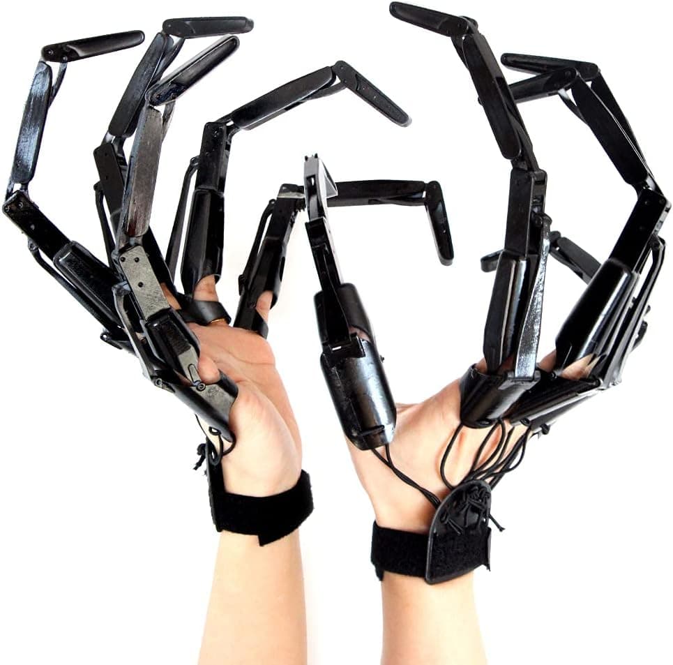 1 Pair of Halloween Articulated Finger Gloves Scary Skeleton Hand Bone Claw Hand Halloween Costume Party Cosplay Ghost Claw Haunted House Prop Hand Model, Black