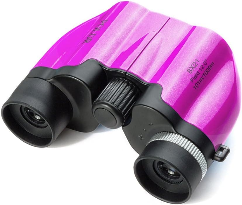 POLDR 8x21 Small Compact Lightweight Binoculars for Adults Kids Bird Watching Traveling Sightseeing.Mini Pocket Folding Binoculars for Concert Theater Opera (AX009, Pink)