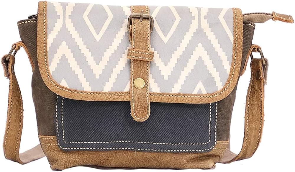 Myra Bag Loop Upcycled Canvas & Cowhide Crossbody Bag S-1519