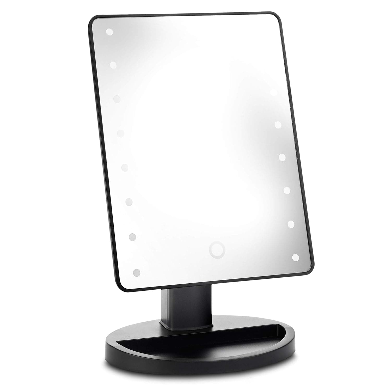 Illuminate Black LED High Definition & Clarity Cosmetic Makeup Vanity Mirror with Touch Screen Dimming, 180° Adjustable Rotation, Portable Convenience for Bathroom or Travel