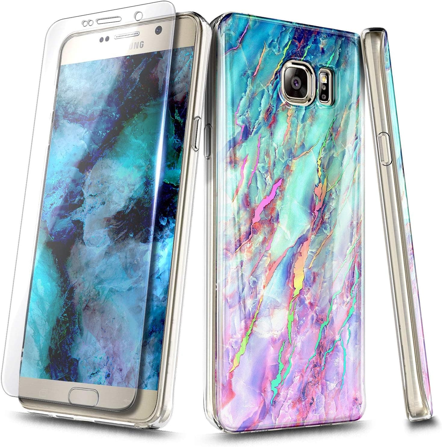 NageBee Case for Samsung Galaxy S7 with Tempered Glass Screen Protector, Ultra Slim Thin Glossy Stylish Protective Cover Phone Case -Nova