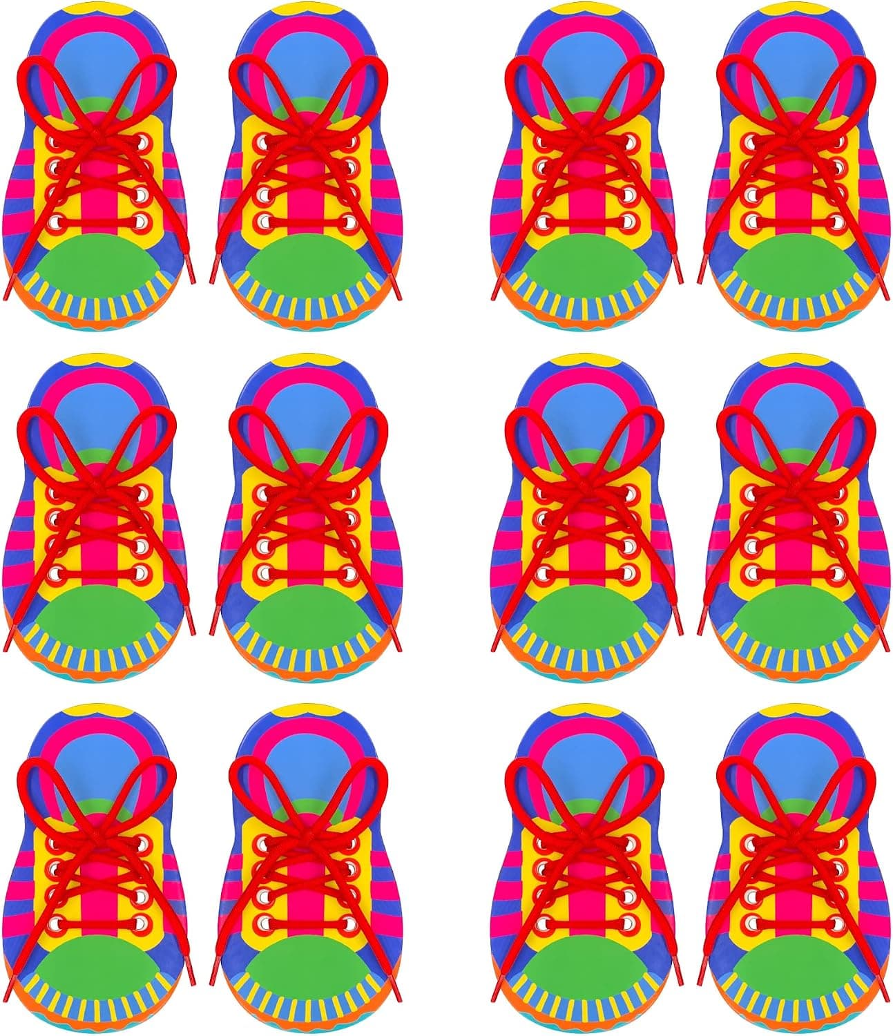 ZAKVOOR 12 Sets of Shoelace Threading Teaching Toys Learn to Tie Shoelaces Kindergarten Early Educational Rope Practice Bowknot Painting Puzzle Toys for Kids Toddlers