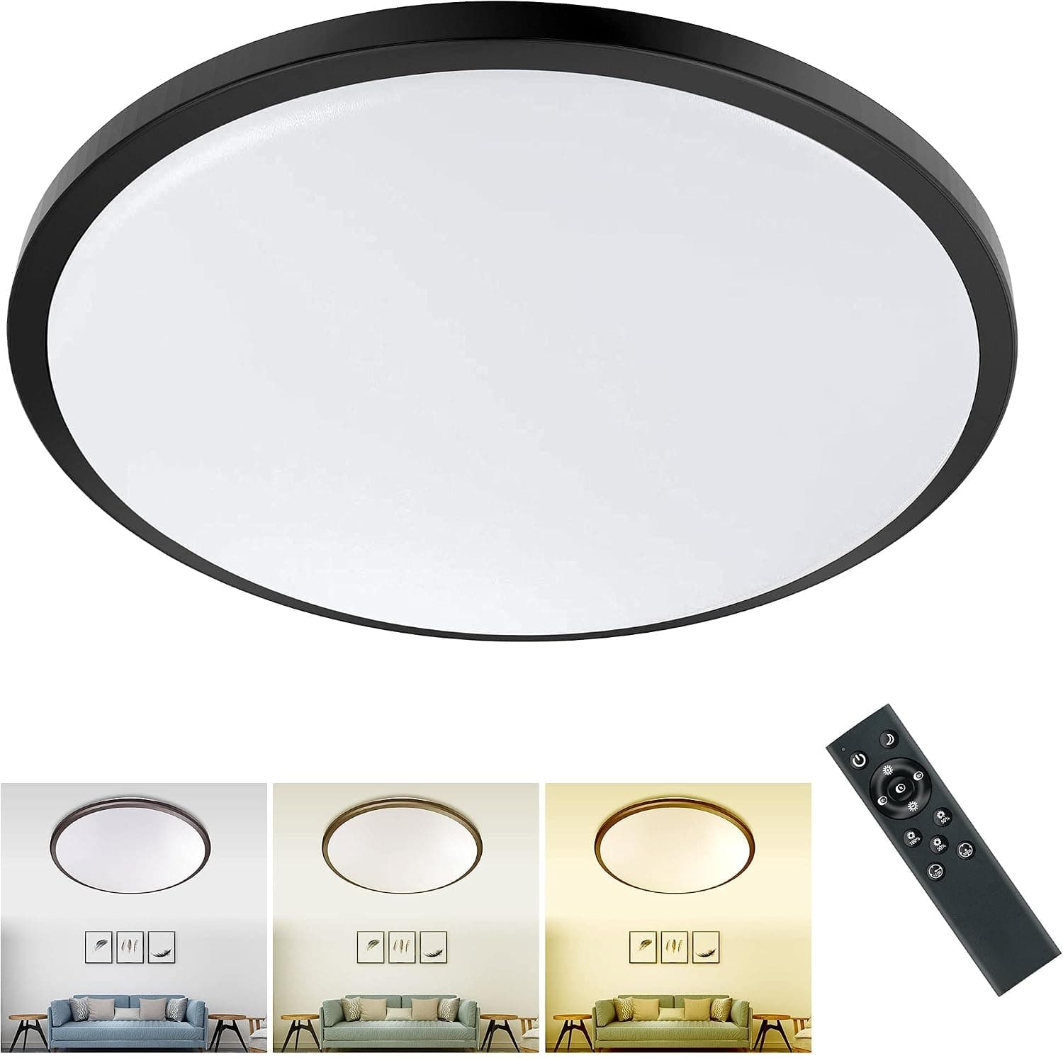 18W LED Dimmable Flush Mount Ceiling Light with Remote, 11 Inch Round Ceiling Lights, 3000k-6500k Light Color Changeable, Timing LED Indoor Close to Ceiling Light for Bedroom, Dining Room, Kitchen