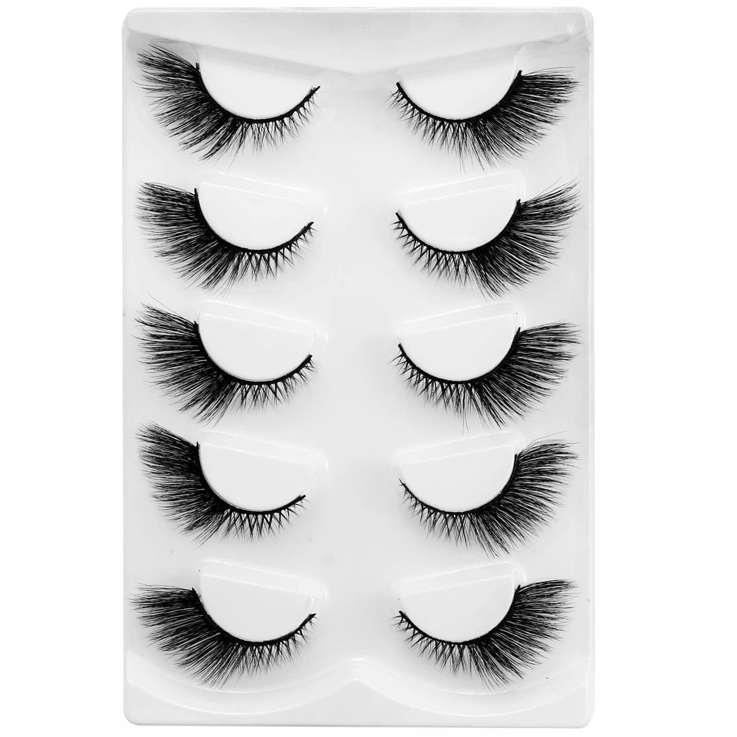 gootrades Cat Eye Lashes Fox Eyelashes 3D Faux Mink False Eyelashes, 5 Pairs Winged Eyelashes 15mm Natural Look L Shape Mimic Eyelashes Extension（Style-01）
