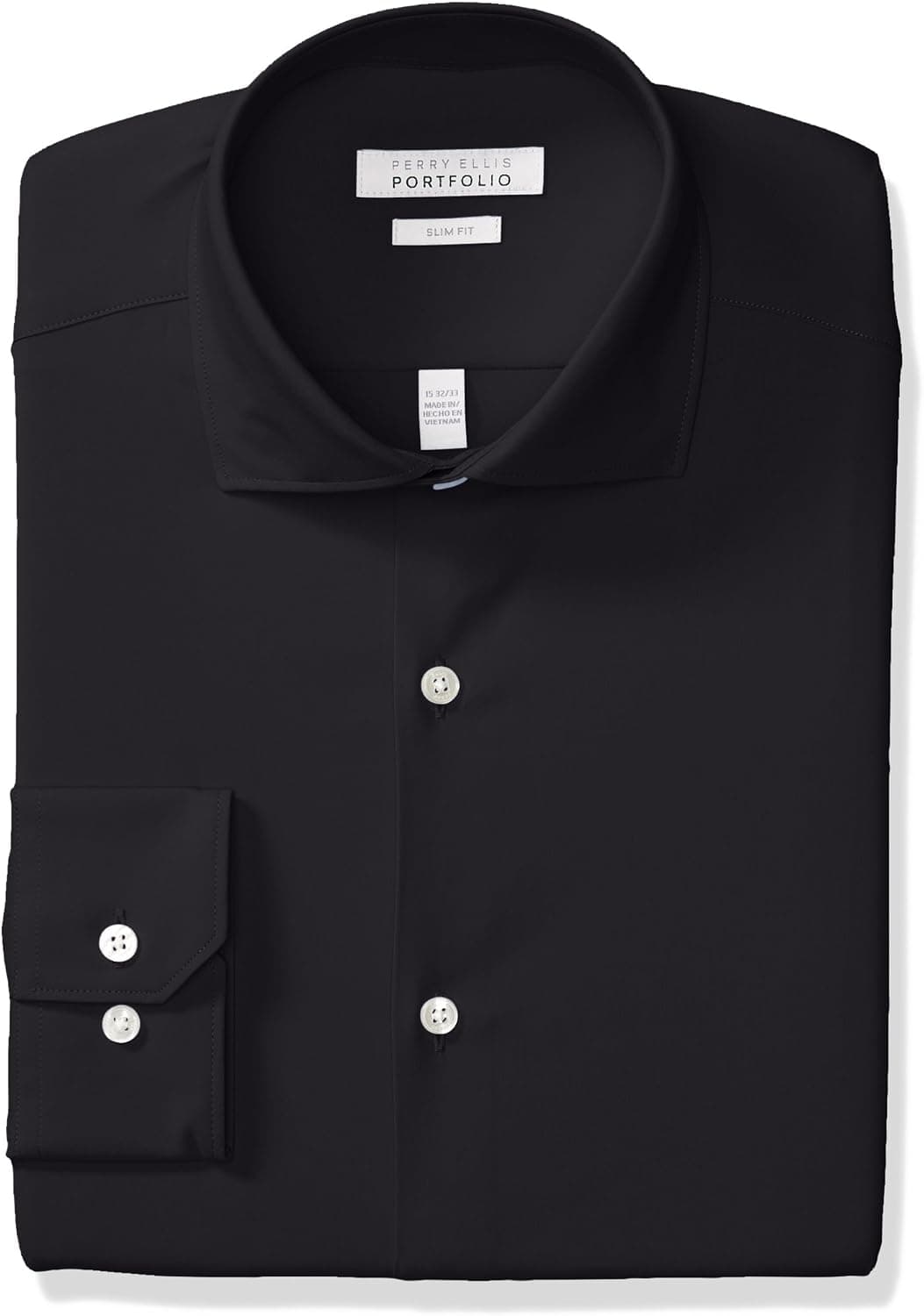 Perry Ellis Men's Non-Iron Tech Slim Fit Comfort Collar Solid Dress Shirt
