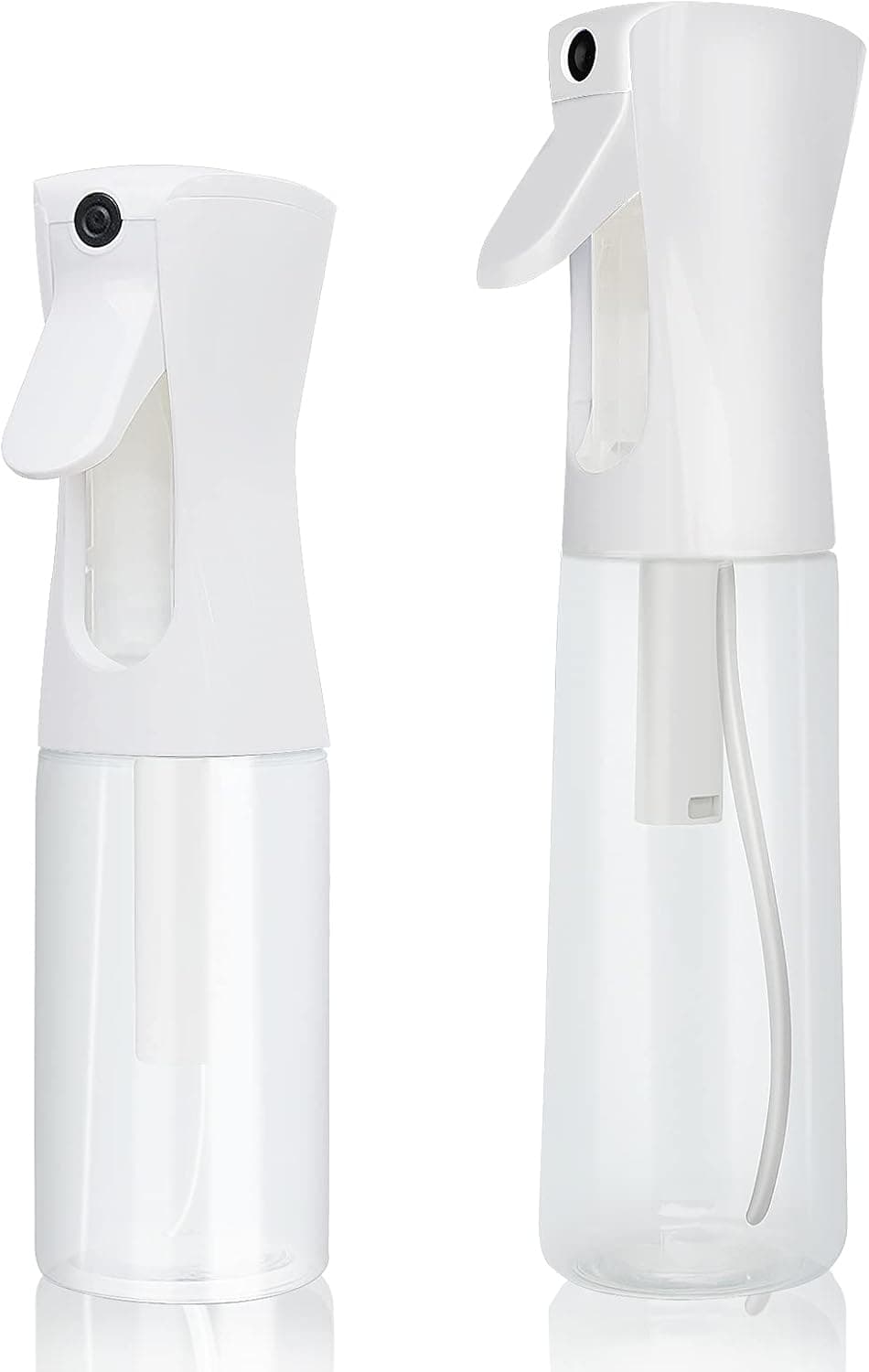 Continuous Sprayer Hair Water Ultra Fine Mister Spray Bottle,2 Pack 5.4oz/160ml and 10oz/300ml Hair Spray Bottles Empty Plastic Refillable Containers for Hairstyling, Cleaning, Gardening (Transpracy)