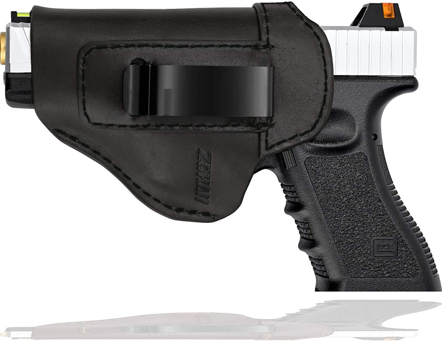ZOHAN IWB Leather Holster Concealed Carry Inside The Waistband - Fits Glock 17 19 42 & 43 | Kahr CM9, MK9, P9 | Springfield Hellcat and More Pistol Holster