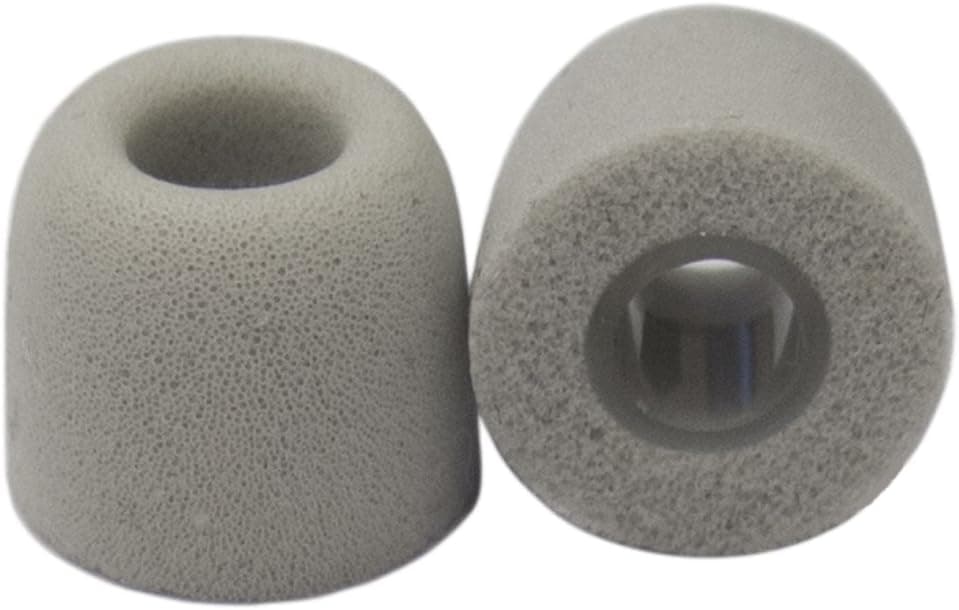 Veritas Memory Foam Earphone Tips Foam Tips (Fits 2.5mm-3.5mm Diameter Nozzles, Light Grey, 4 Pairs, Medium)