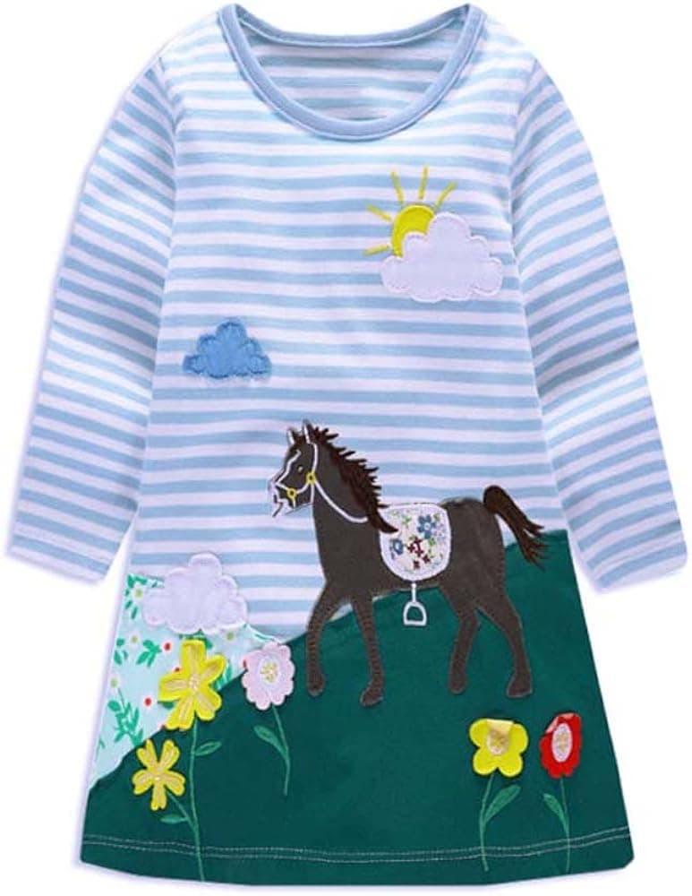 VIKITA Toddler Girl Loose Long Sleeve Dress Baby Girls Winter Casual Dresses 1-8 Years MS0269, 8T